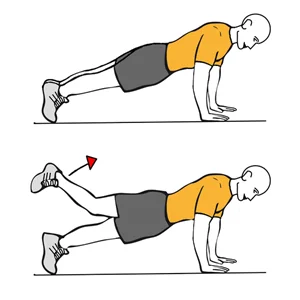 Extensión de cadera sobre apoyo de pies y manos