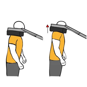 Encogimiento de hombros en maquina de gemelos de pie