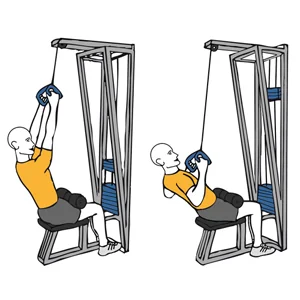 Jalón dorsal con polea alta y barra V