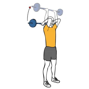 Extension triceps o press frances con barra de pie