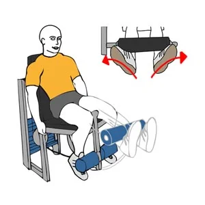 Leg extension on a machine toes turned out