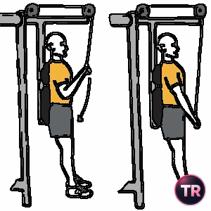 Extensión de tríceps con polea de pie espalda apoyada