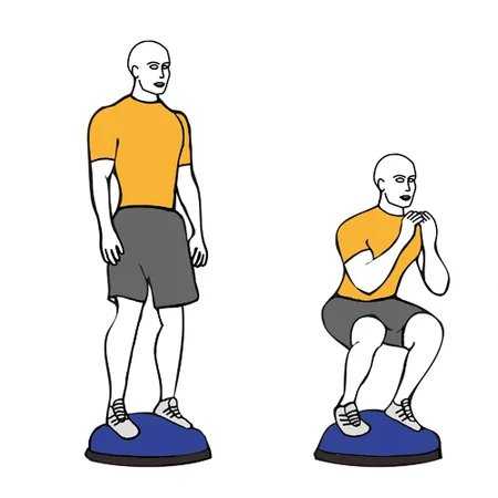 Media sentadilla sobre bosu