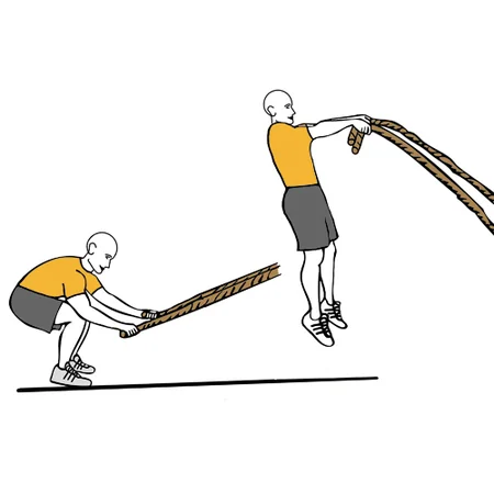 Batida de cuerda con las dos manos y salto vertical