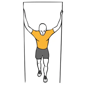 Estiramiento pectoral con brazos en cruz y apoyados