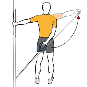 Elevación de hombro por detrás con cable-polea