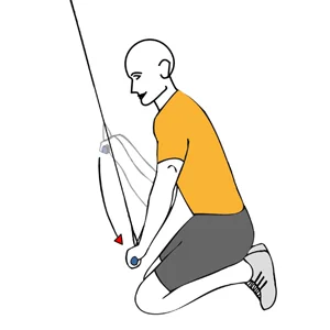 Extensión de triceps con cable-polea de rodillas sentado sobre los talones