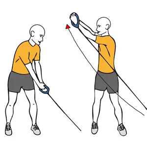 Diagonal pull with a cable machine grip with both hands