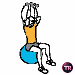 Dumbbell triceps extension seated on a stability ball