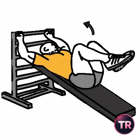 Abs with legs bent on an incline bench