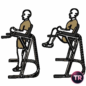 Flexión de caderas en máquina de paralelas