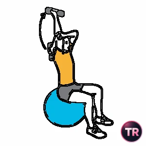 Extensión de tríceps con mancuerna sentado en pelota de Pilates