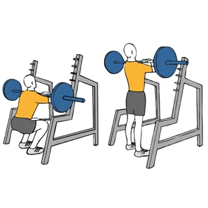 Media sentadilla con barra apoyada en los hombros