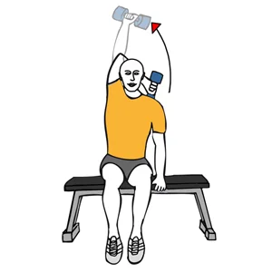 Extensión de tríceps a una mano con mancuerna sin ayuda