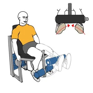 Extensión de piernas en maquina pies hacia dentro
