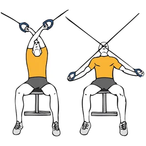 Cruces con cable-polea inverso en banco inclinado