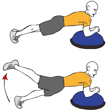Extensión de cadera antebrazos apoyados sobre bosu