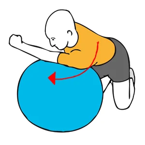 Shoulder stretch on a stability ball