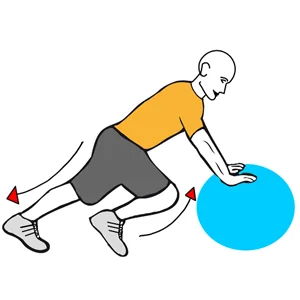 Elevación alterna de rodillas al apoyado en pelota de pilates