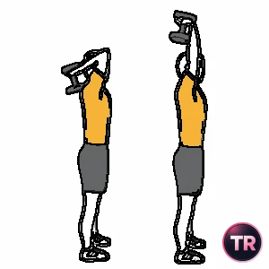 Extensão de tríceps com uma halter em pé