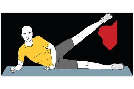 Abducción alta de una pierna recostado en el suelo