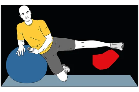 Abducción de una pierna apoyado en pelota de pilates