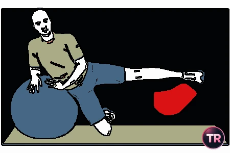 Abducción de una pierna apoyado en pelota de Pilates