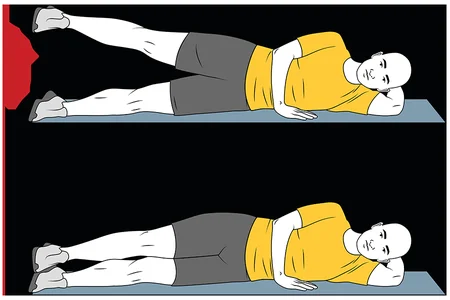 Abducción de una pierna recostado en el suelo