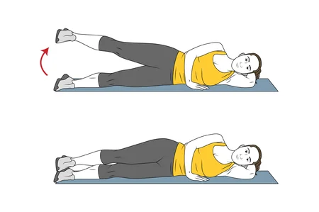 Abducción de una pierna recostado en el suelo