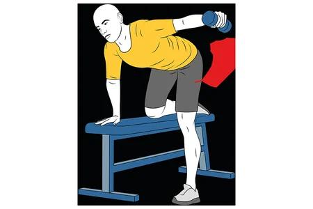 Apertura lateral con mancuerna rodilla apoyada