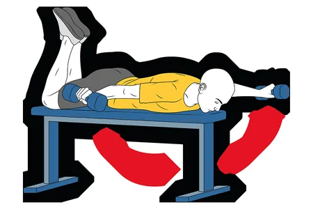 Aperturas con mancuernas boca abajo en banco plano