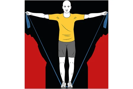 Aperturas de hombros con banda elástica de pie