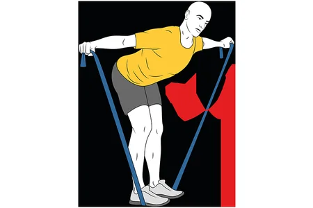 Aperturas de hombros con banda elástica e inclinado adelante