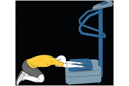 Brazo y dorso de la mano apoyado sobre plataforma vibratoria