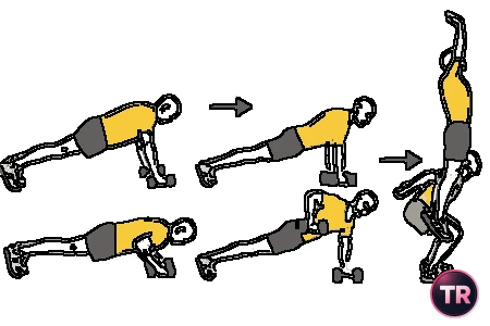 Burpee con mancuernas
