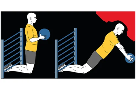 Caída adelante con balón medicinal