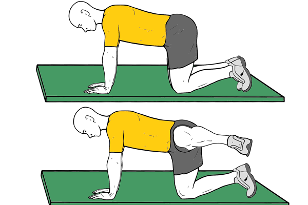 Abducción con pierna flexionada en cuadrupedia