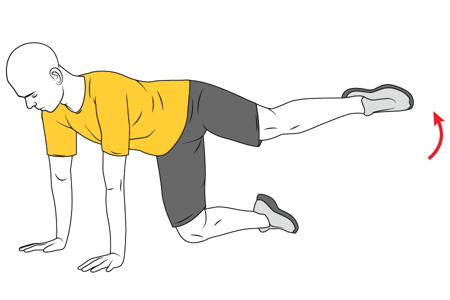 Abducción de una pierna en cuadrupedia