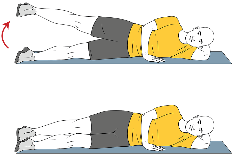 Abducción de una pierna recostado en el suelo