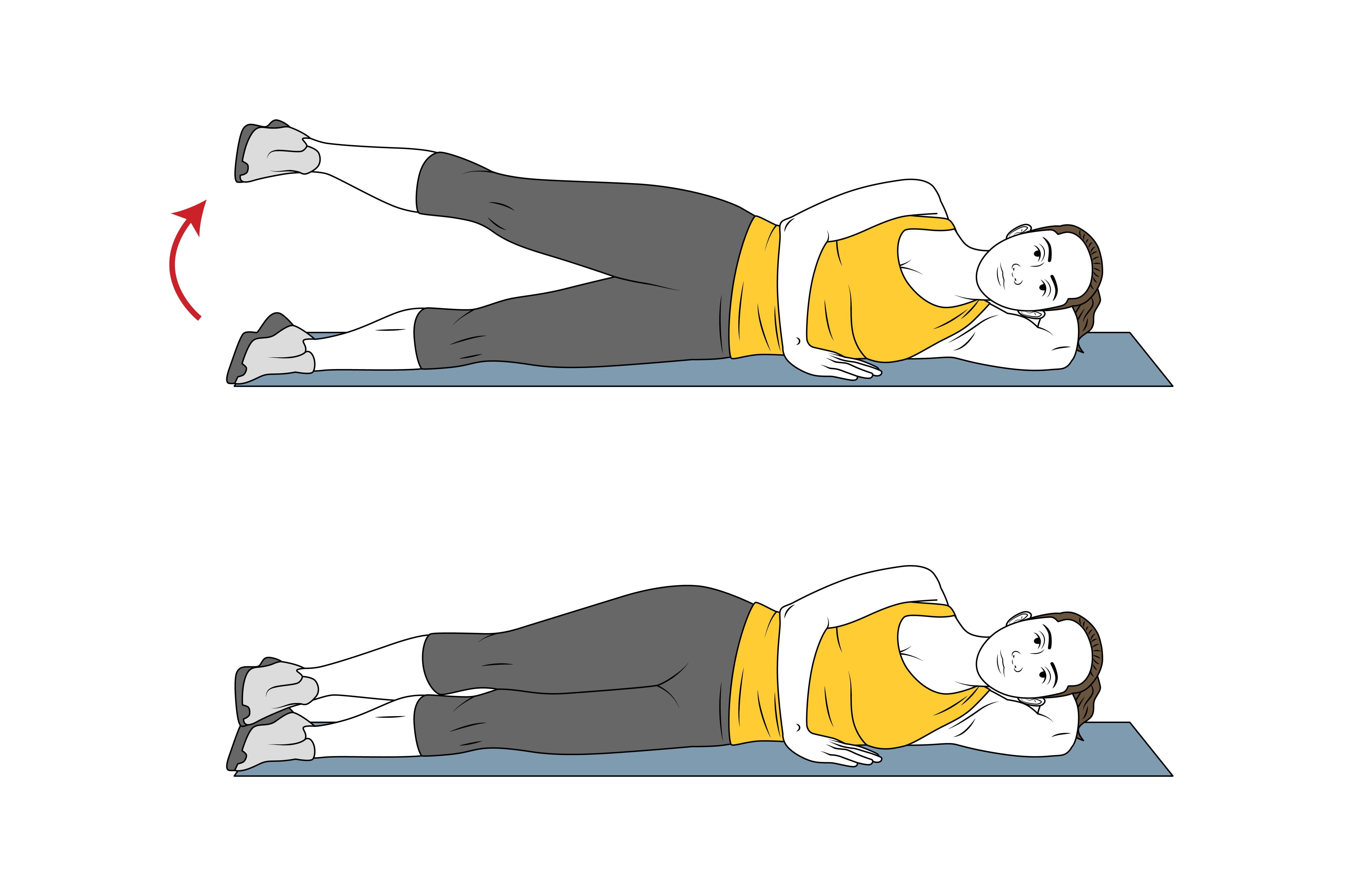 Abducción de una pierna recostado en el suelo