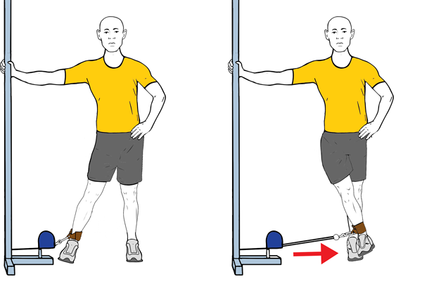 Aducción de una pierna con cable-polea de pie