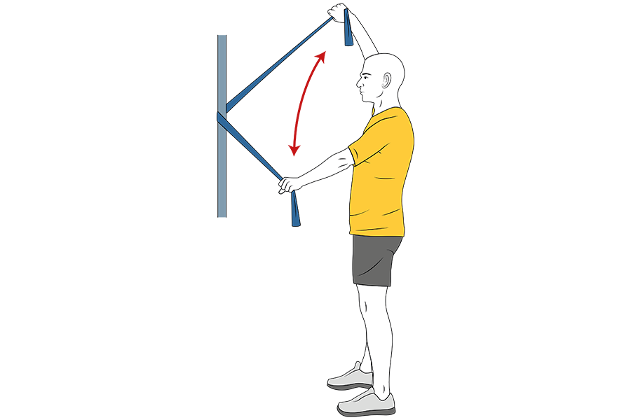 Apertura en vertical de brazos con banda elástica
