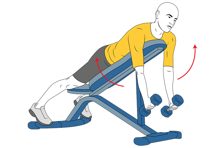 Aperturas con mancuernas en banco inclinado
