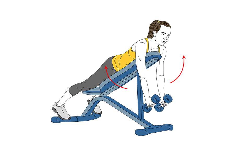 Aperturas con mancuernas en banco inclinado