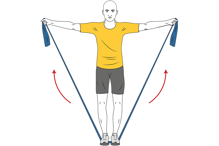 Aperturas de hombros con banda elástica de pie