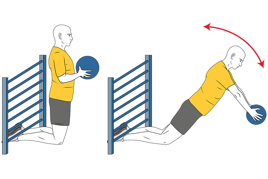 Caída adelante con balón medicinal