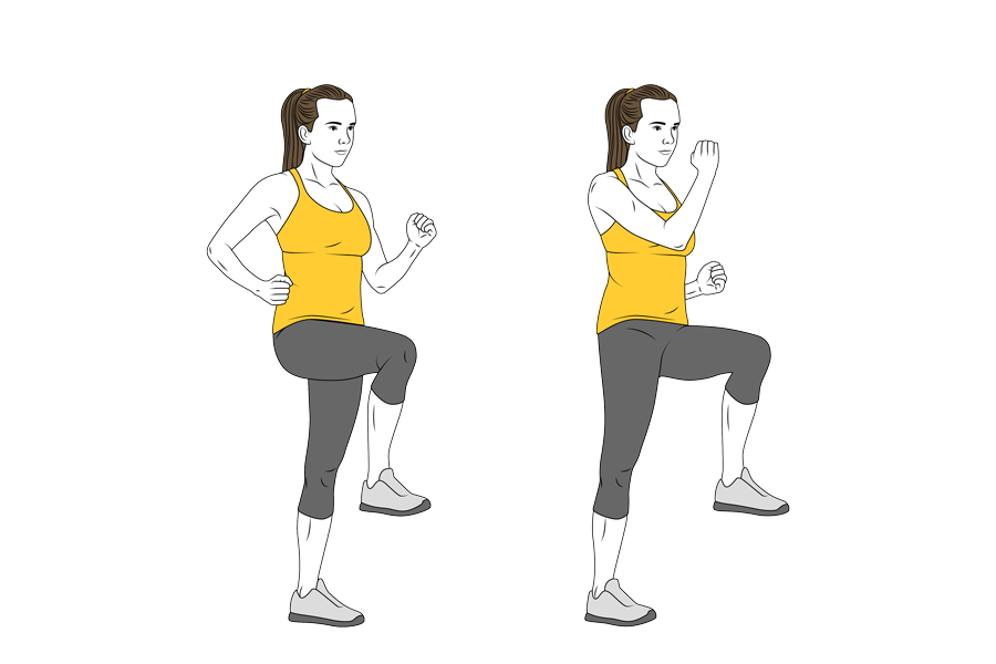Elevación de rodillas o skipping