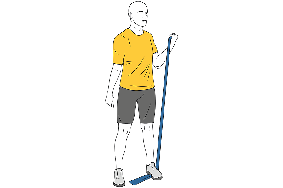 Curl de bíceps con banda elástica