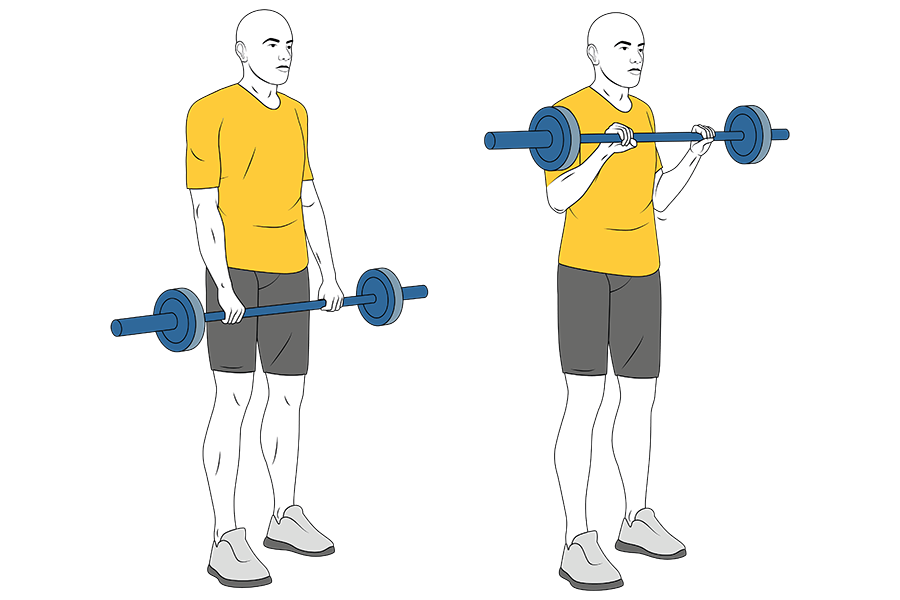 Curl de biceps con barra agarre prono