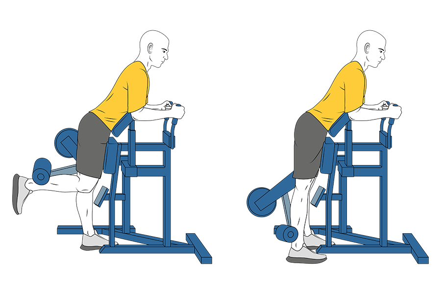 Curl femoral a una pierna con máquina de pie